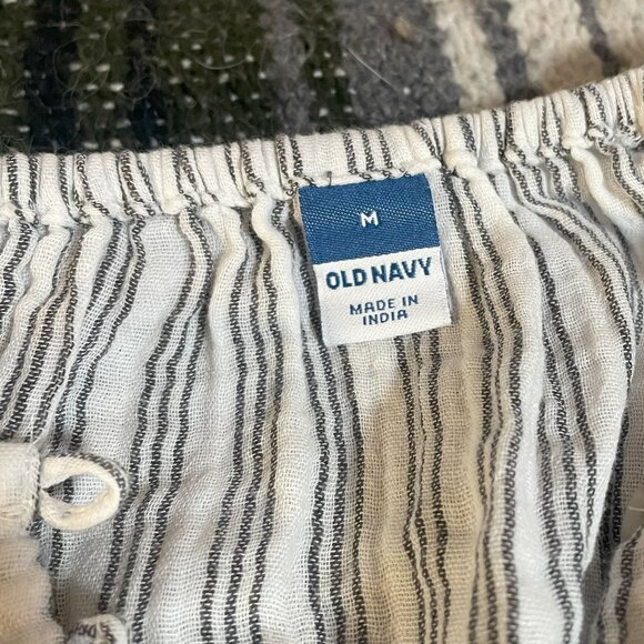 Old Navy Grey and White Striped Long Sleeve Top - M - Picture 2 of 3